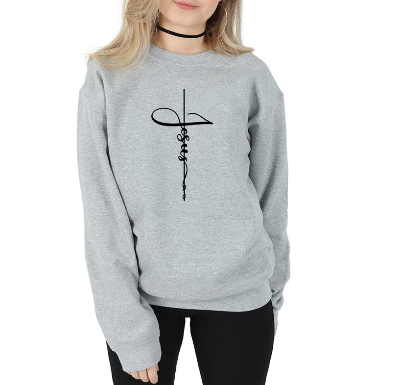 Faith Hoodie with Cross and Letter Print Design