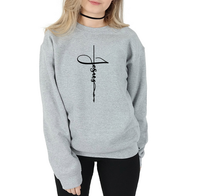 Faith Hoodie with Cross and Letter Print Design