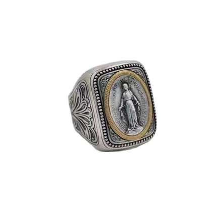 925 Silver Handmade Retro Faith Ring with Ancient Coins