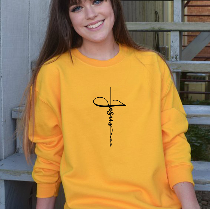Faith Hoodie with Cross and Letter Print Design