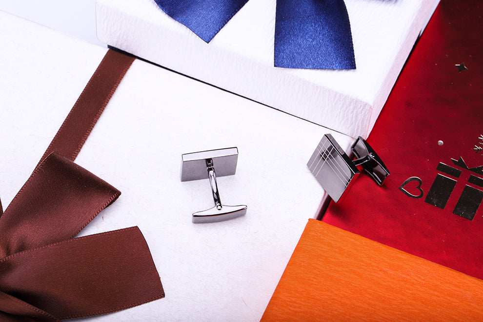 Striped Men's French Cufflinks for Shirts