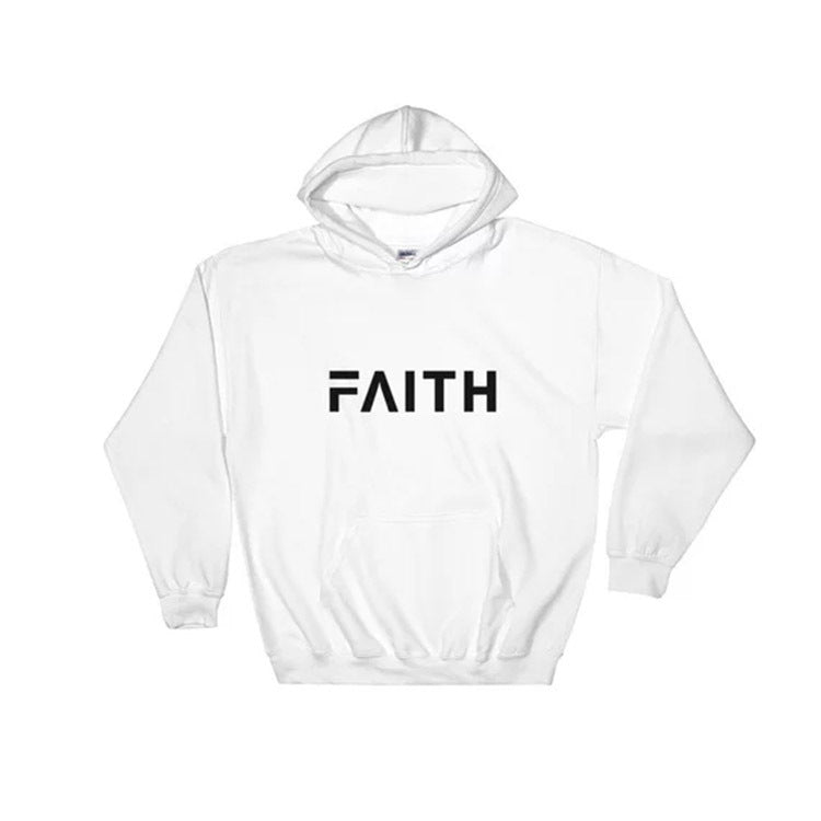 Autumn Winter Faith Letter Print Hooded Sweatshirt