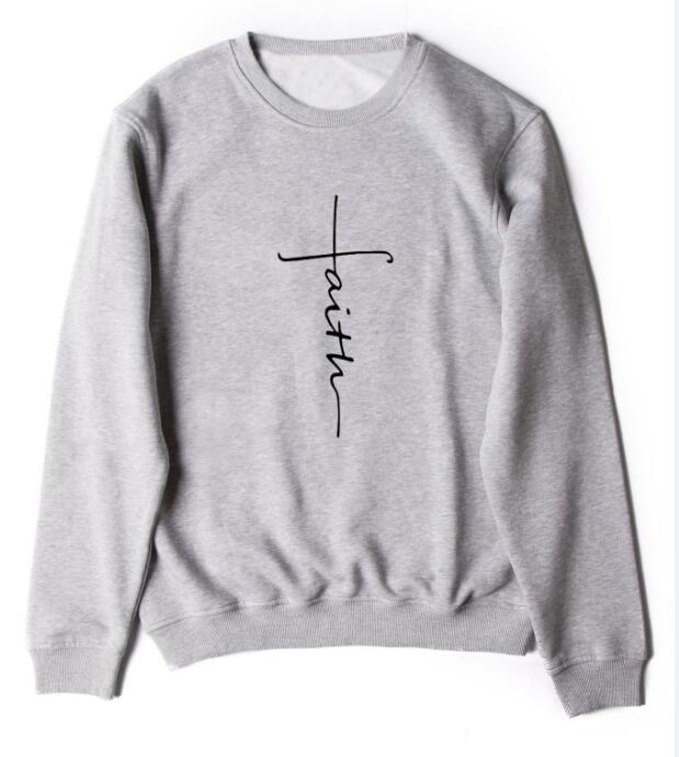 Faith Hoodie with Cross and Letter Print Design