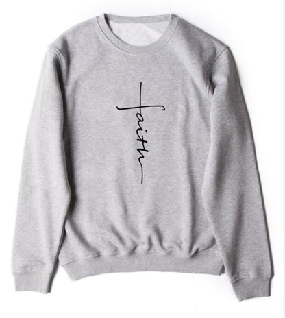 Faith Hoodie with Cross and Letter Print Design